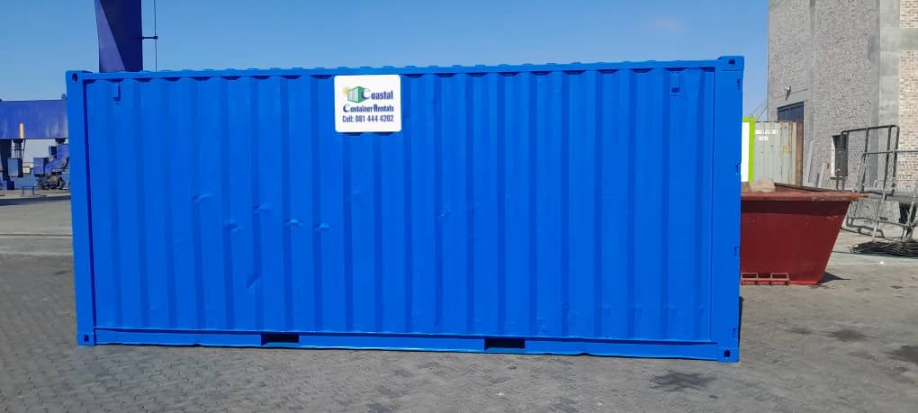 Blue rental container side